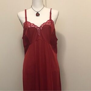 Rare vintage Red Lace-Trim Slip